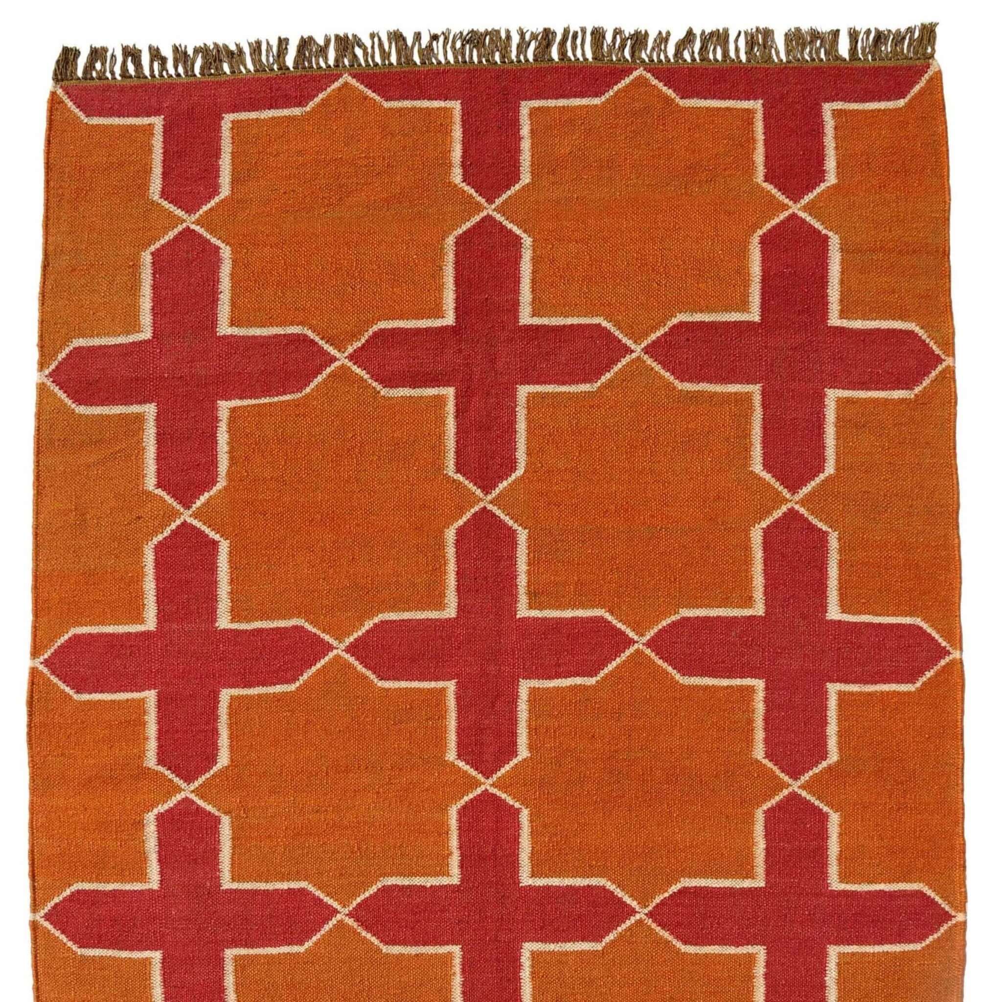 Handwoven Wool Jute Kilim Rug Dhurrie - Bohemian Style - Gahlot International