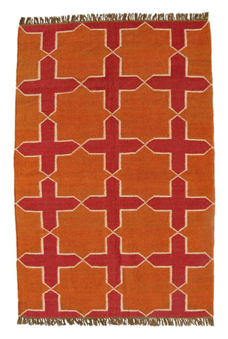 Handwoven Wool Jute Kilim Rug Dhurrie - Bohemian Style - Gahlot International