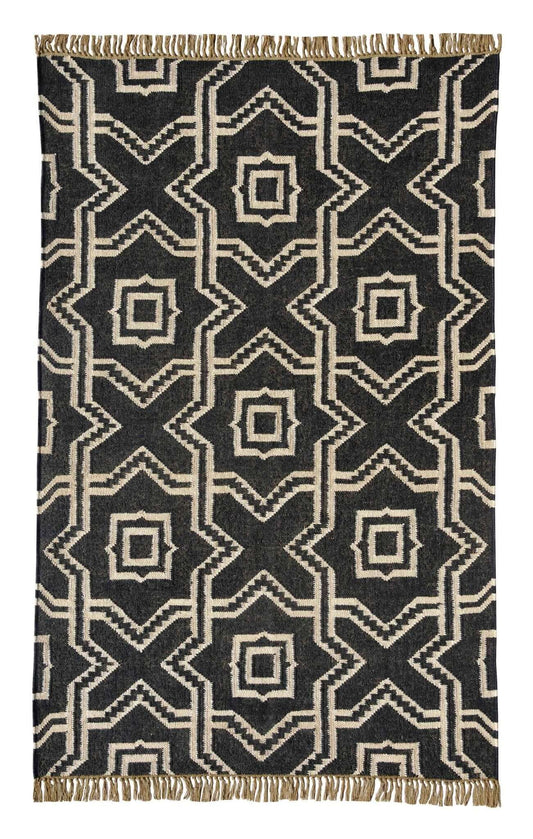 Handwoven Wool Jute Kilim Rug, Wool Jute Rug, Kilim Jute Rug, Flatweave Rug, Bohemian Rug, Indian Dhurrie Rug, Navajo Kilim Rug, Area Rug - Gahlot International