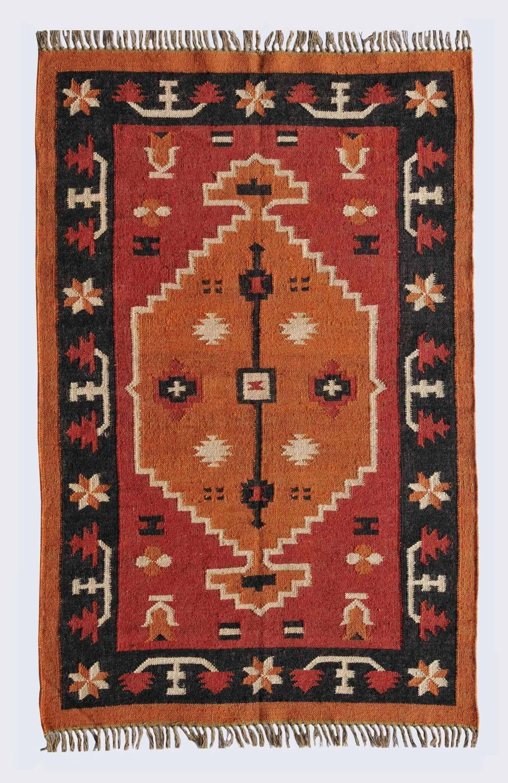 Handwoven Wool Jute Kilim Rug, Wool Jute Rug, Kilim Jute Rug, Flatweave Rug, Bohemian Rug, Indian Dhurrie Rug, Navajo Kilim Rug, Custom Rug - Gahlot International