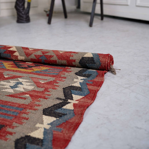 Heritage Handcrafted Wool - Jute Kilim Rug – Timeless Indian Geometric Masterpiece - Gahlot International