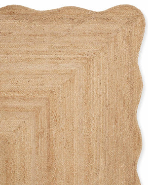 Handmade Scalloped Natural Jute Rug Large Eco-Friendly Braided Fiber Carpet For Living  Room