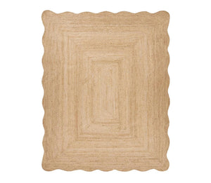 Handmade Scalloped Natural Jute Rug Large Eco-Friendly Braided Fiber Carpet For Living  Room