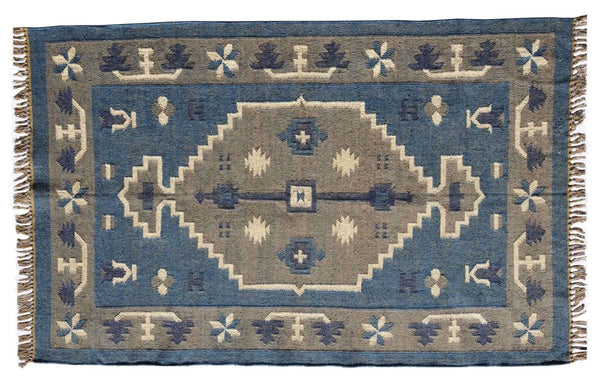 Indian Kilim Rug, Colorful Ethnic Design Rug, Aubusson Rug, Regional Ethnic Patterned Rug, Persian Rug 8x10, Persian Rug 6x9 - Gahlot International