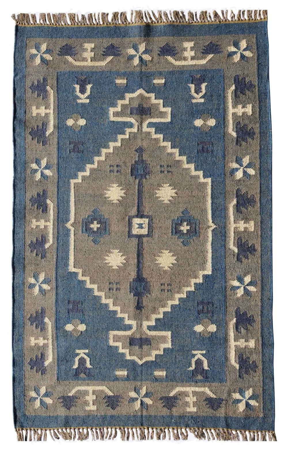 Indian Kilim Rug, Colorful Ethnic Design Rug, Aubusson Rug, Regional Ethnic Patterned Rug, Persian Rug 8x10, Persian Rug 6x9 - Gahlot International