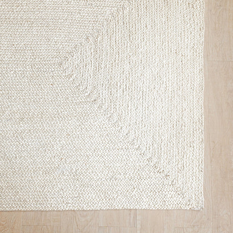 Ivory White Hand - Braided Hemp Rug – Minimalist Solid Design - Gahlot International