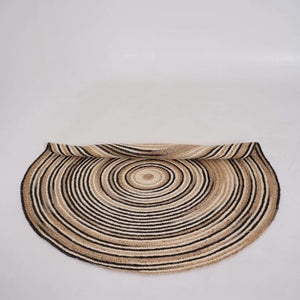 Natural Hand - Braided Hemp Round Rug with Black Spiral Accents ¬ Eco - Friendly, Artisan Crafted - Gahlot International