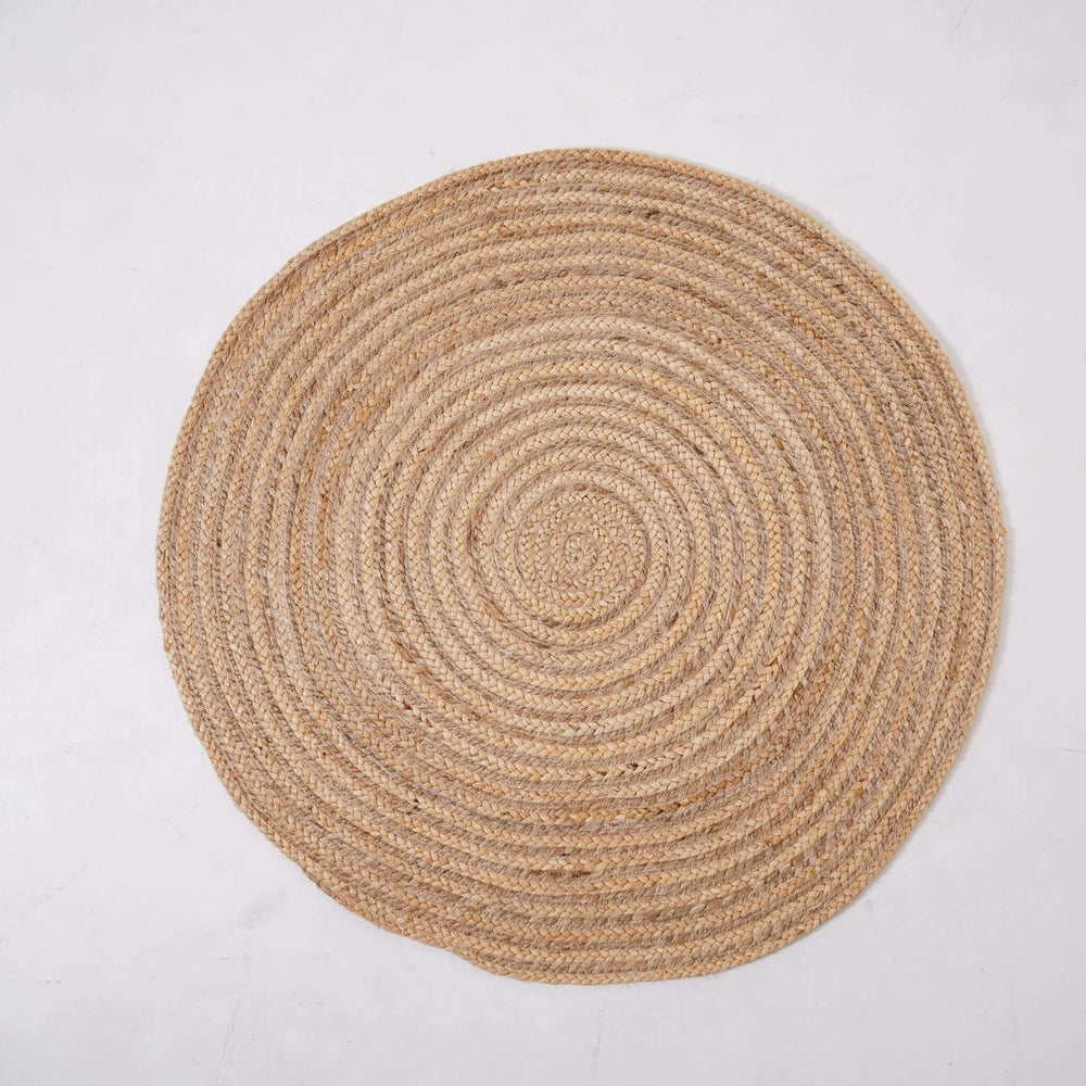 Natural Handwoven Hemp Round Rug with Spiral Design | Eco - Friendly Braided Rug - Gahlot International