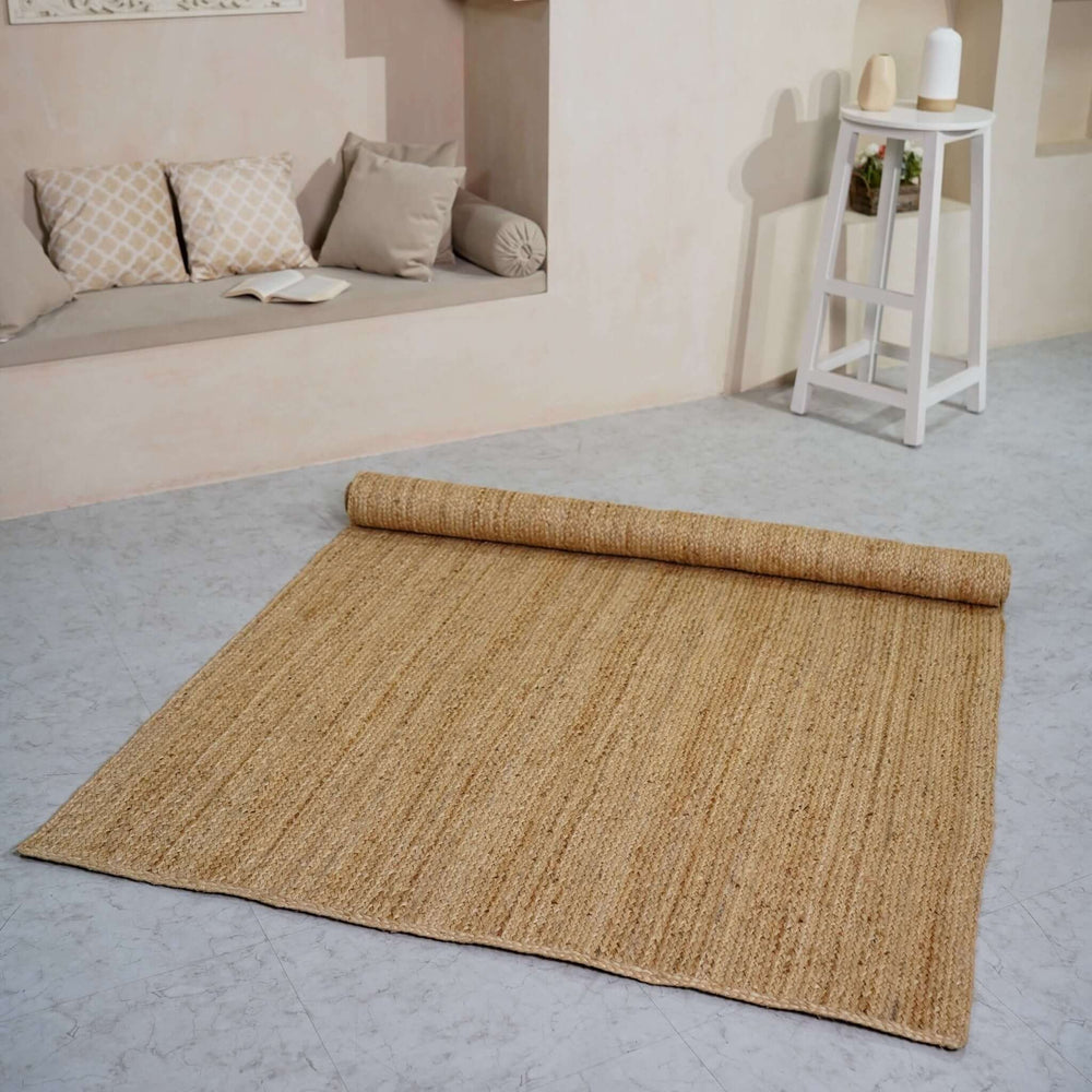 Natural Hemp Jute Rug ¬ Handcrafted Braided Rug with Rustic Charm - Gahlot International