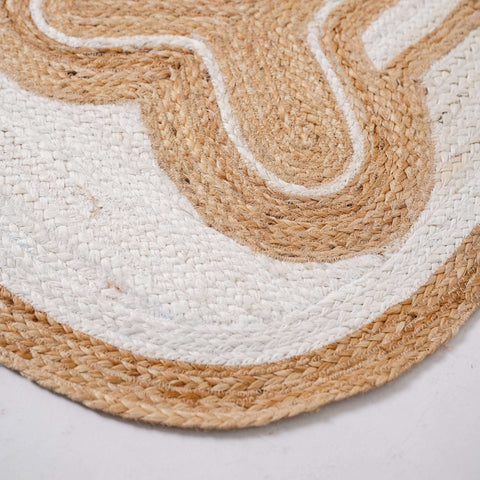 Natural Hemp Oval Rug with Intricate Bone - Inspired Design - Handwoven, Eco - Friendly Accent - Gahlot International