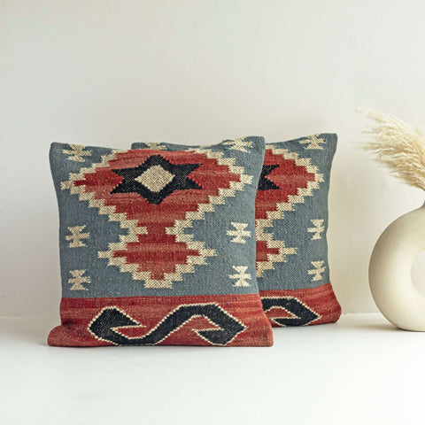 Southwestern Tribal Wool Jute Cushion Covers - Gahlot International